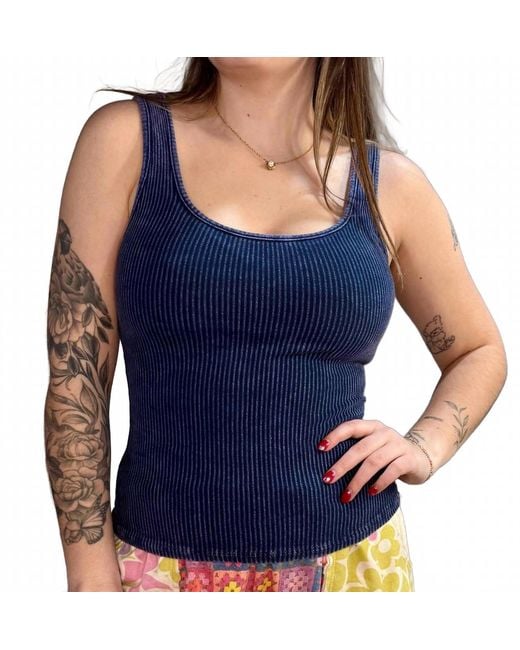 J. Her Blue Everyday Basic Ribbed Tank Top