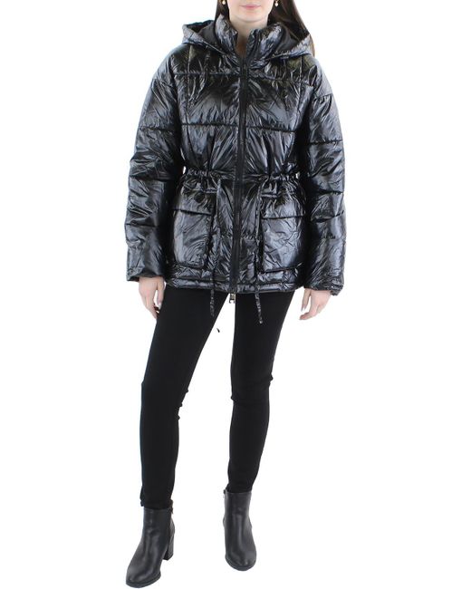 Levi's Quilted Cinched Waist Puffer Jacket in Black Lyst