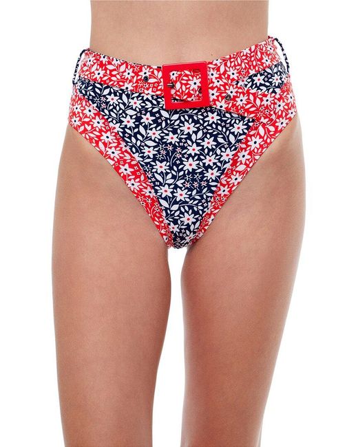 Gottex Red Shimmering Dasies High Rise Brief
