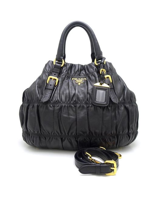 Prada Black Nappa Gauffré Leather Tote Bag (pre-owned)