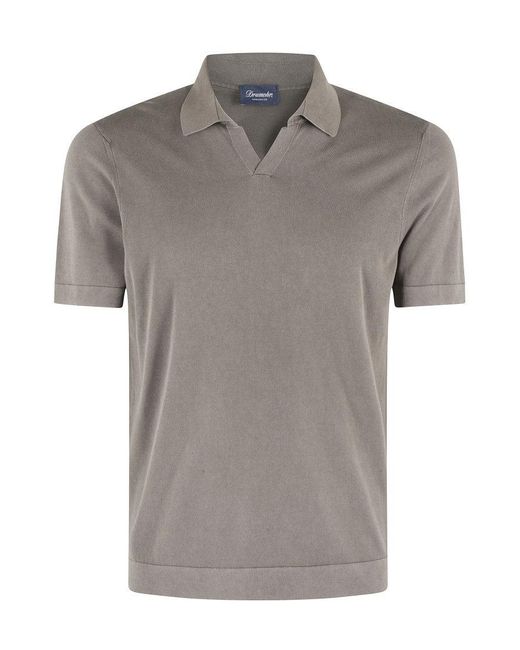 Drumohr Gray Frosted Cotton Skipper Polo Shirt for men