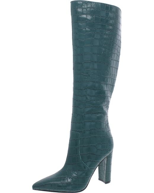 Marc Fisher Green Giancarlo 2 Leather Animal Print Knee-high Boots