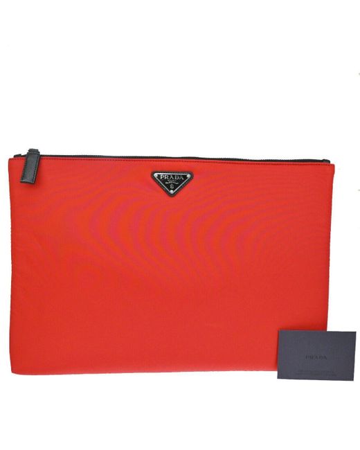Prada Red Tessuto Synthetic Clutch Bag (pre-owned)