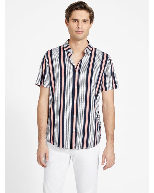 Guess Factory White Alfie Stripe Shirt for men