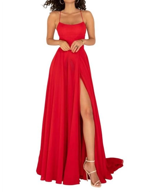 Lucci Lu Red Halter Neck Tie String Back Gown