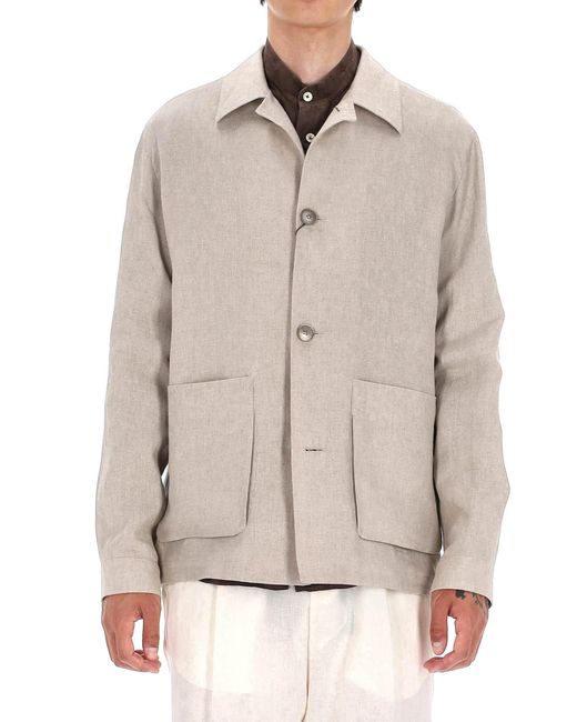 Herno Natural Linen Buttoned Jacket for men