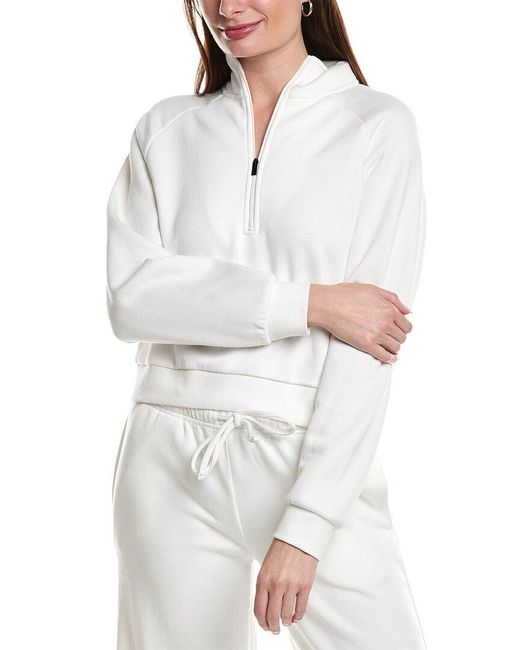 IVL COLLECTIVE White Cropped Half-zip Pullover