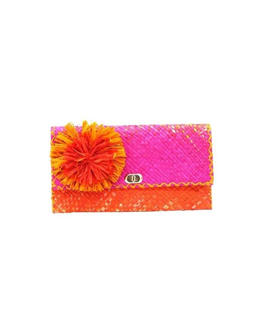 Shebobo Pink Straw Envelope Clutches