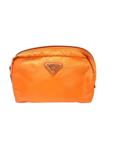 Prada Orange Tessuto Synthetic Clutch Bag (pre-owned)