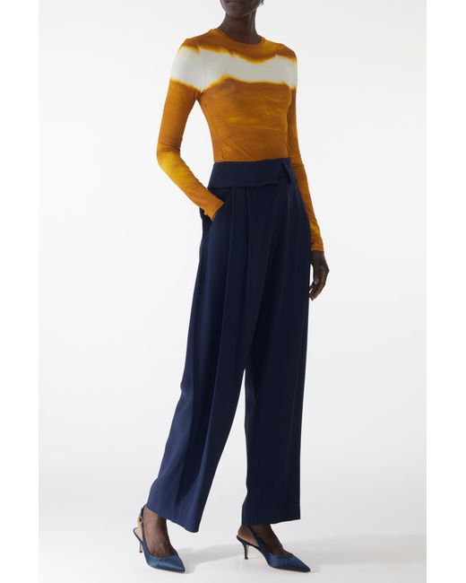 Jason Wu Blue Pleat Front Pants With Foldover Waistband