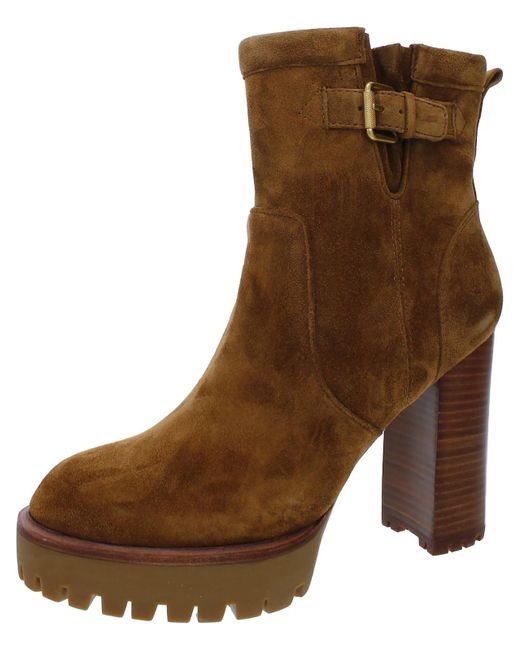 Veronica Beard Brown Hannigan Suede Lug Sole Ankle Boots