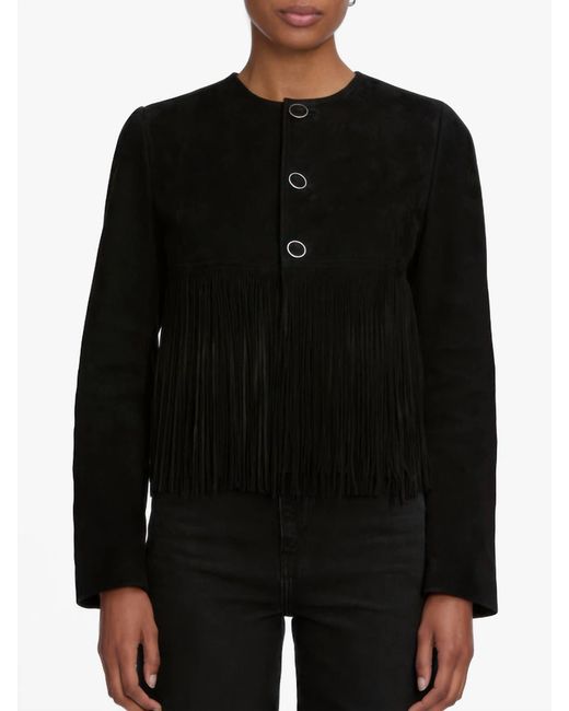 FRAME Black Saddle Luxe Suede Jacket