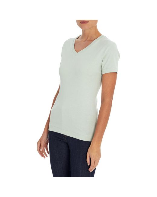 Three Dots Cotton Short Sleeves T-shirt in White | Lyst