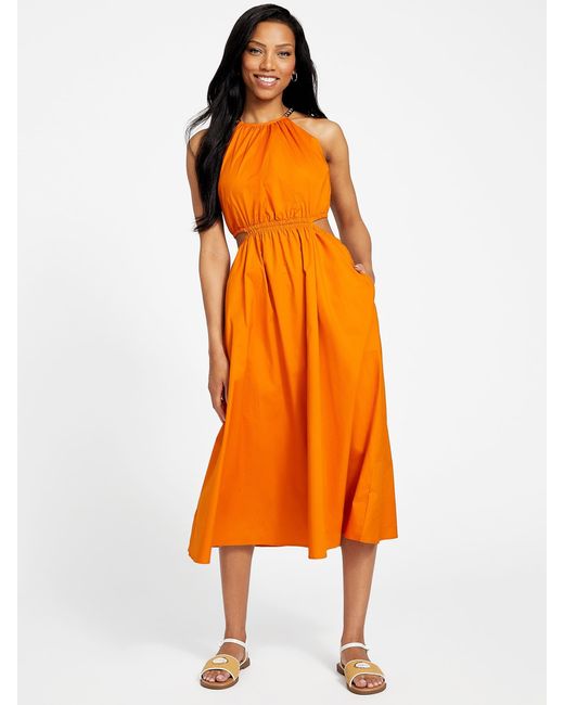Guess Factory Orange Isabel Midi Dress
