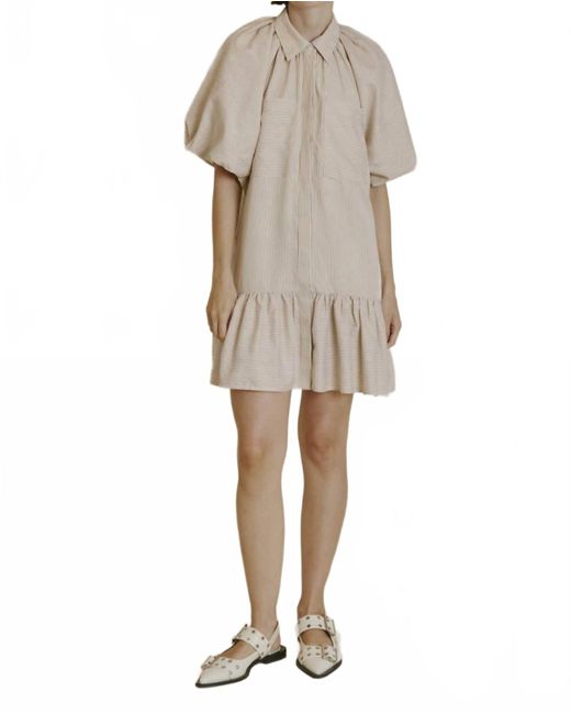 AUREUM Natural Striped Drop Waist Mini Dress