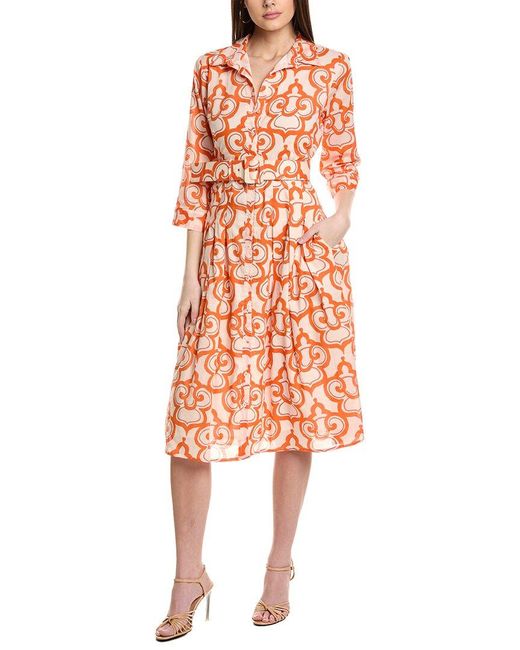 Ro's Garden Orange Jackie Midi Dress