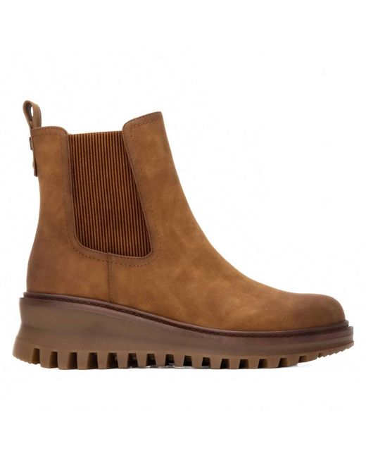 Xti Brown Refresh Wedge Ankle Booties