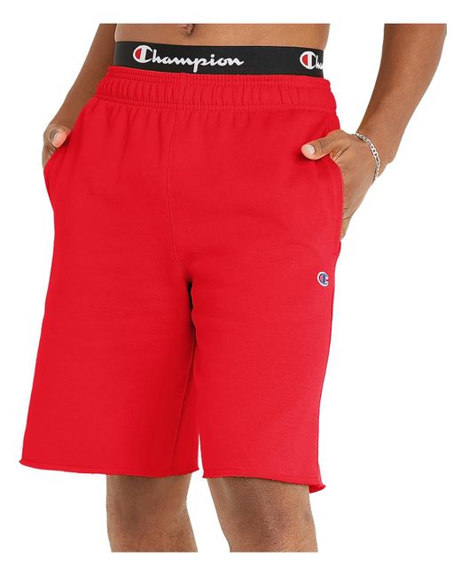 Champion Red Fleece Workout Shorts for men