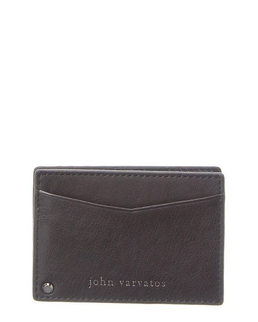John Varvatos Gray Heritage Dual Swing Leather Card Case