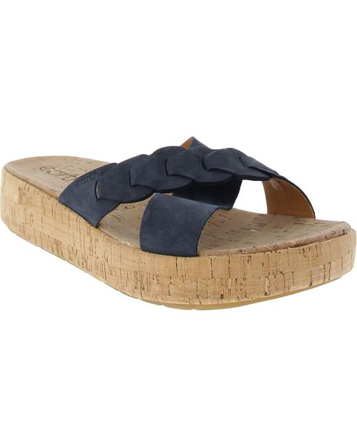 Earth Blue Scotti Slip On Open Toe Platform Sandals