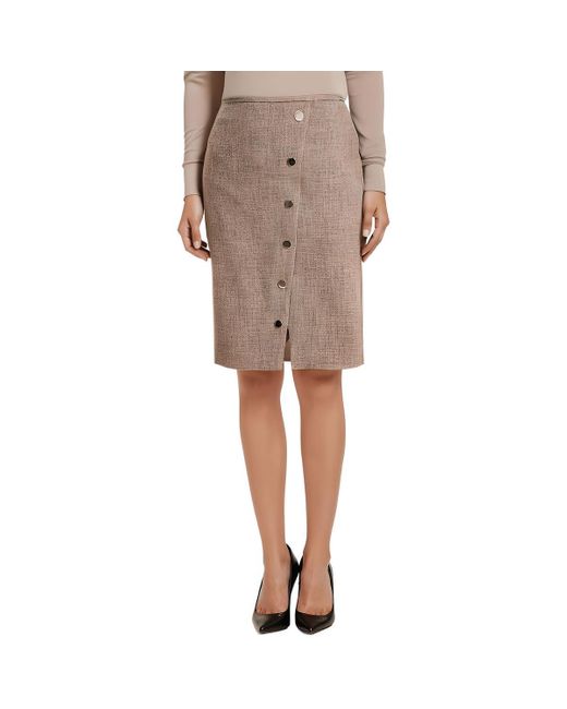 Kasper Natural Embellished Polyester Midi Skirt