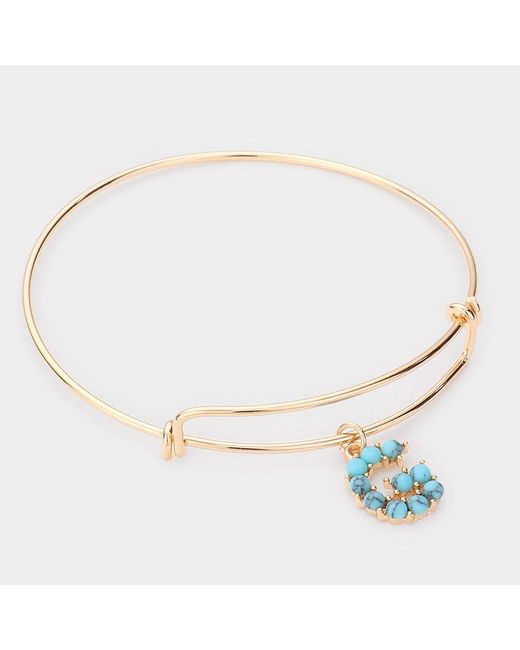 Fashnzfab Metallic G- Embellished Initial Monogram Charm Bracelet