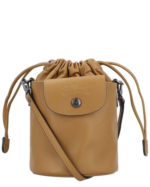 Longchamp Brown Le Pliage Xtra Xs Leather Bucket Bag
