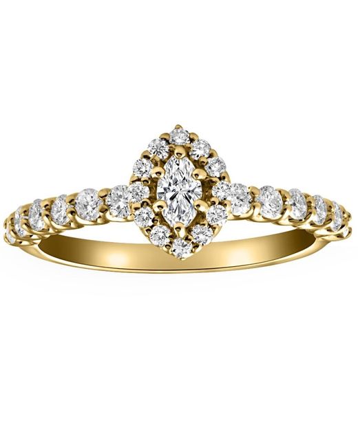 Pompeii3 Metallic 3/4ct Marquise Halo Diamond Engagement Wedding Ring Set