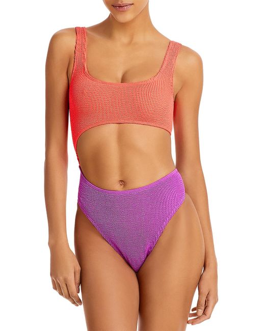 Bondeye Multicolor Cut-out Textured One-piece Swimsuit