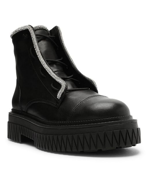 SCHUTZ SHOES Black Amirah Leather Lug Sole Boots