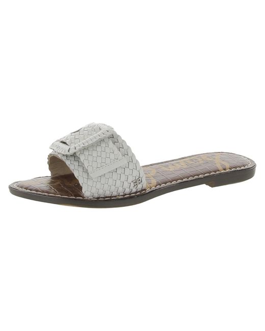 Sam Edelman White Gabriela Leather Basketweave Slide Sandals
