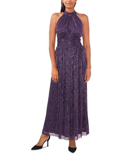 Msk Purple Metallic Halter Dress