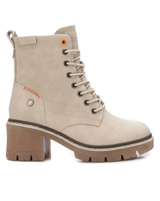Xti Natural Lace-Up Booties