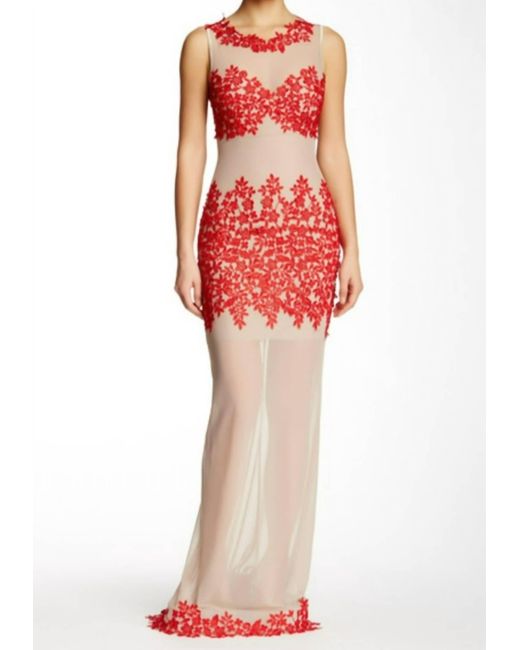 Issue New York Red Illusion Gown