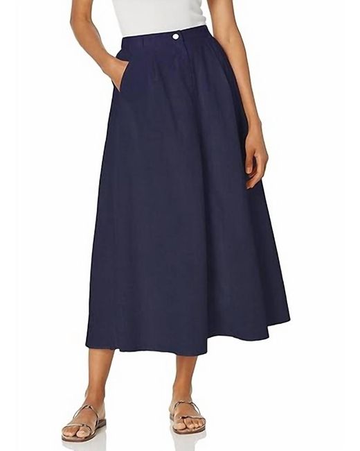 Moon River Blue A-line Midi Skirt