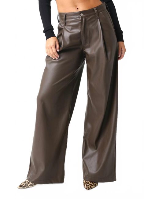 Olivaceous Brown Me Espresso Faux Leather Pant