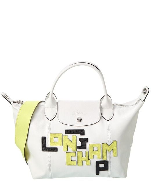 Longchamp Le Pliage Cuir Lgp Small Leather Short Handle Tote in White | Lyst