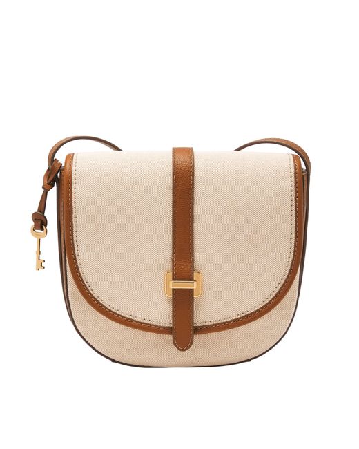 Fossil Natural Emery Cotton And Linen Crossbody