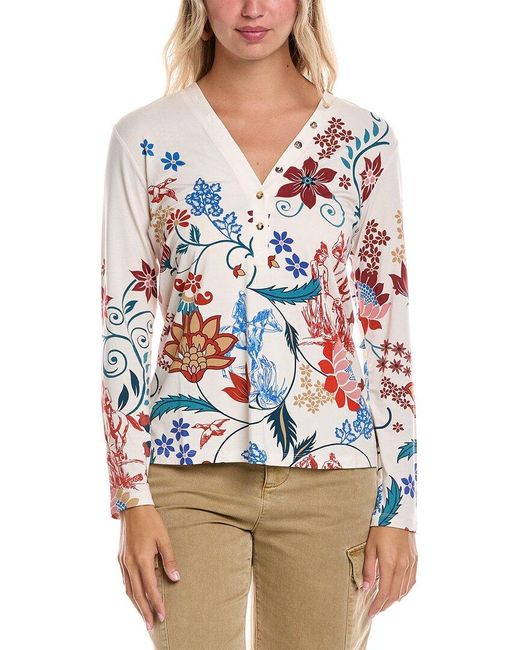 Johnny Was White The Janie Favorite Button Henley
