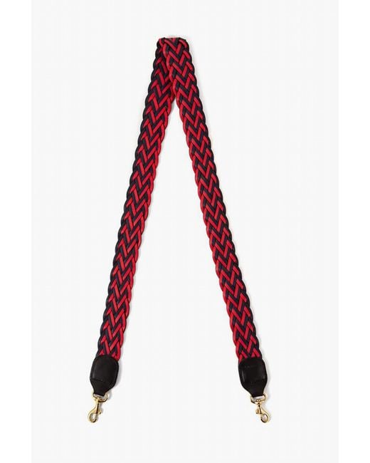 Clare V. Red Belted Braided Webbing Crossbody Strap