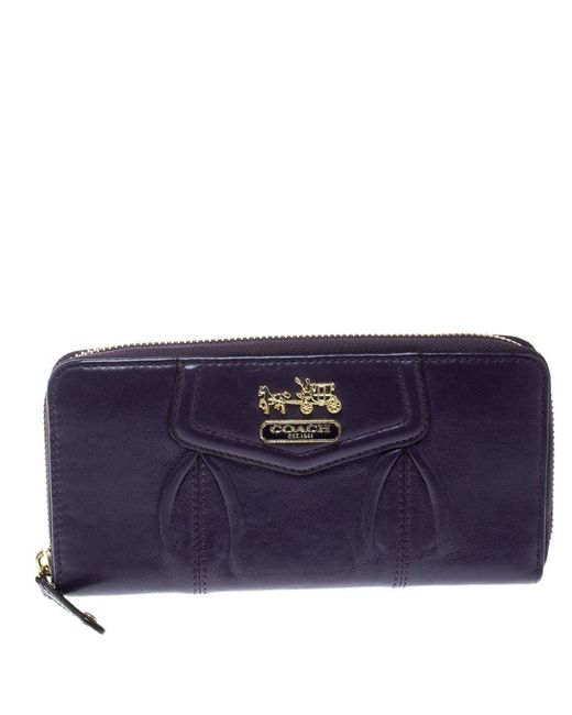 COACH Blue Leather Zip Around Wallet