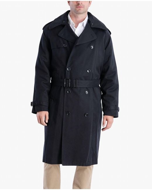London Fog Blue Classic Double Breasted Trench Coat for men