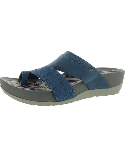 BareTraps Blue Andred Faux Leather Casual Wedge Sandals