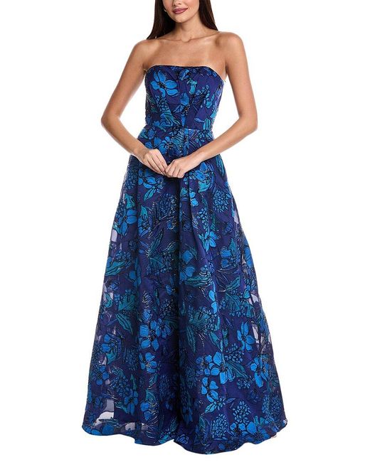 Rene Ruiz Blue Strapless Gown