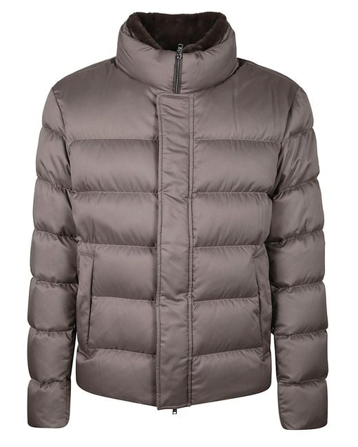 Herno Gray Arendelle Quilted Bomber Jacket for men