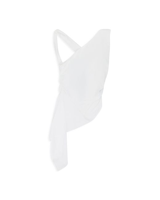 Rhude White Asymmetrical Draped Blouse