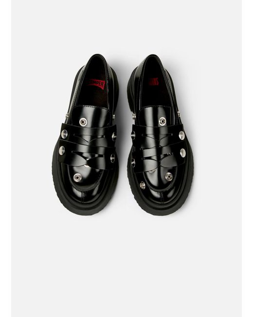 Camper Black Walden Twins Leather Studded Loafer