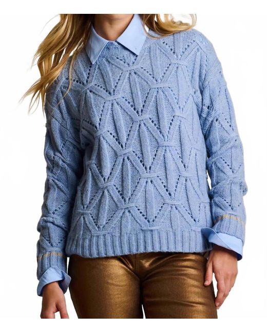 Lisa Todd Blue Cable Crew Pullover