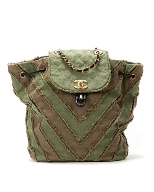 Chanel Green Rare Ltd. Ed. Coco Cuba Line Chevron Backpack