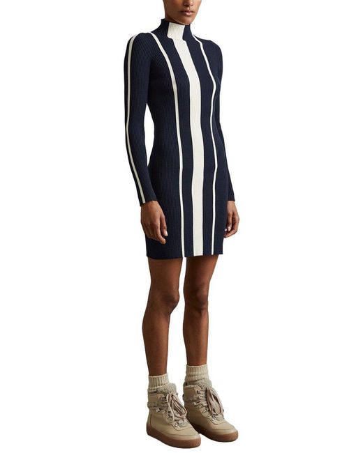 Reiss Blue Kelli Stripe Ribbed Knit Dress